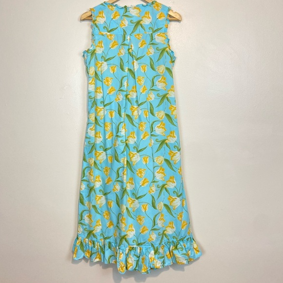 Ella Simone Cottagecore Night Dress Yellow Tulip Floral Print Ruffle Cotton - Picture 8 of 9